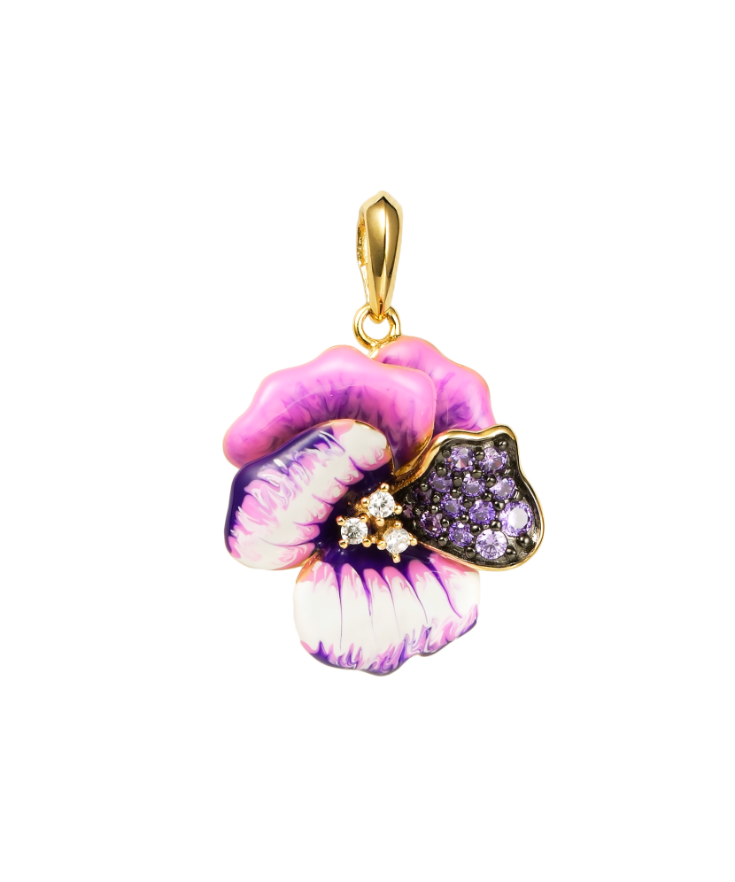 Sudraba zeltīts kulons ar emalju un cirkoniem - Goldinga