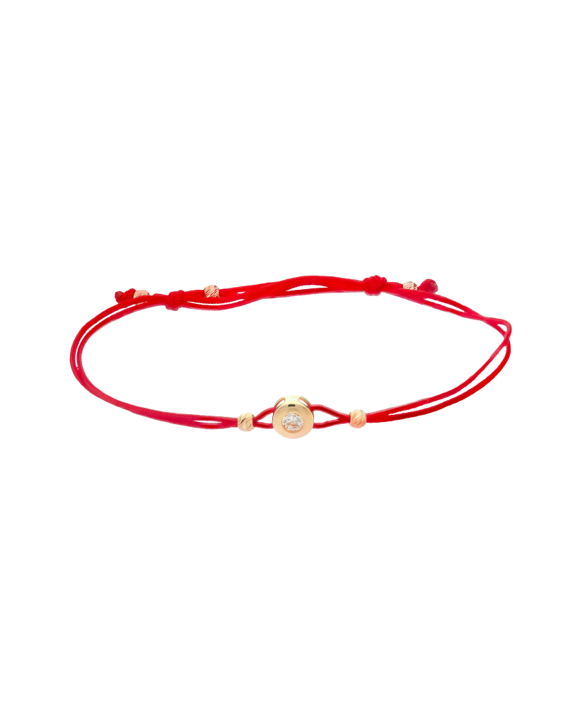 Sarkana diega rokassprādze ar zelta piekariņu - Goldinga