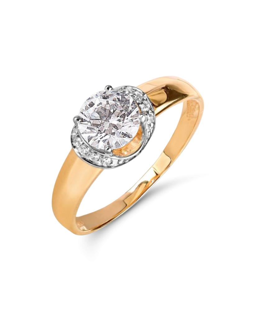 Золотое кольцо с кристаллами Сваровски