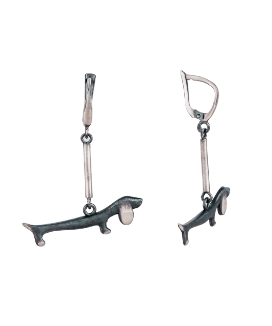 Sudraba auskari "kucēns" - Goldinga