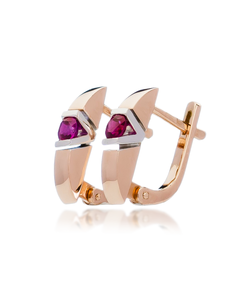 Золотые серьги с рубином