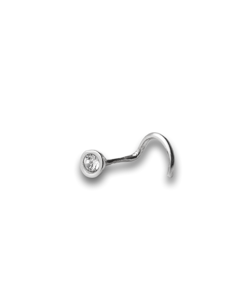 Sudraba pīrsings ar cirkoniju degunā - Goldinga