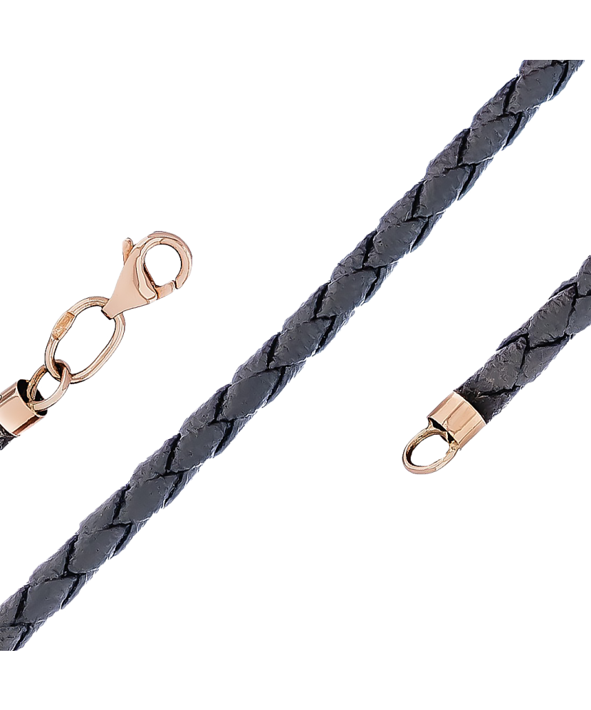 Ādas ķēdīte ar zelta aizdari 3.5mm - Goldinga