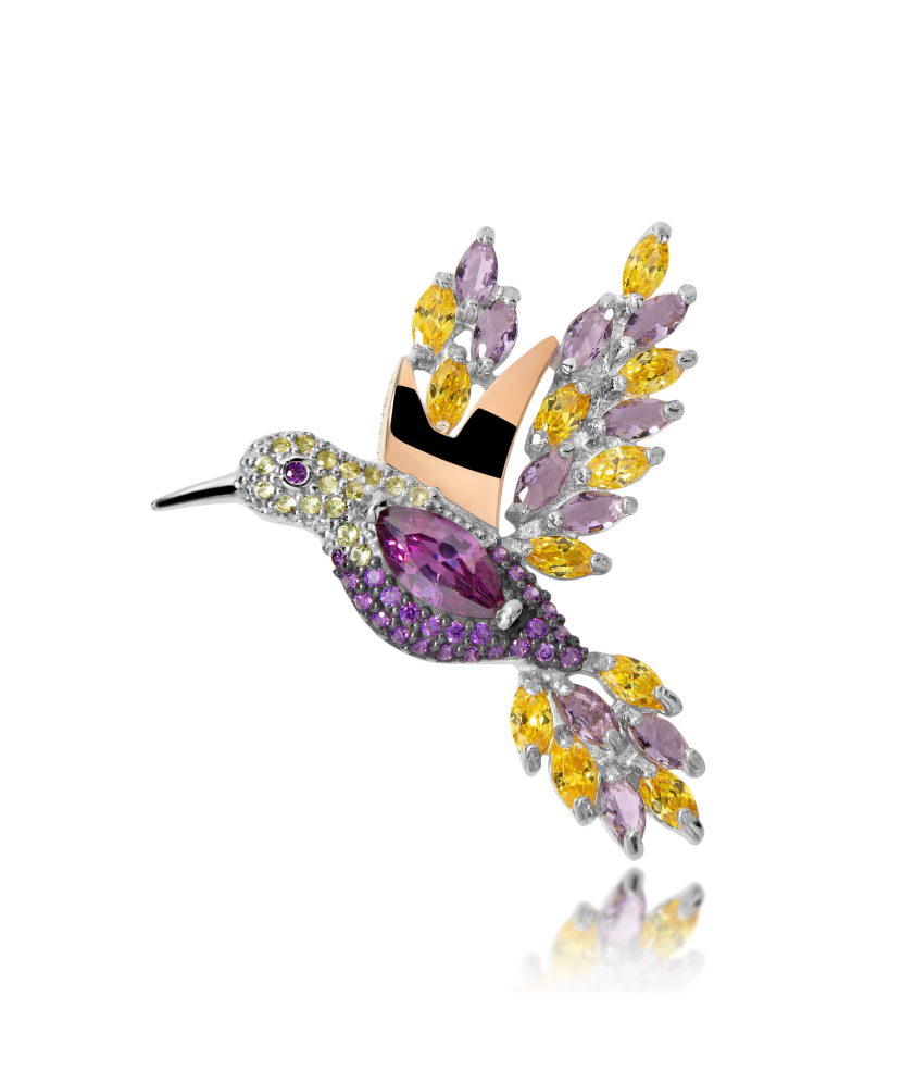 Брошь из позолоченного серебра с цирконами