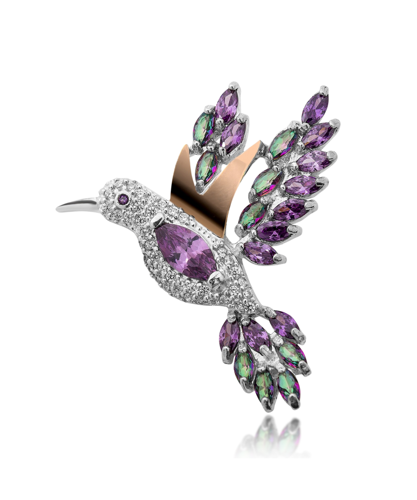 Брошь из позолоченного серебра с цирконами