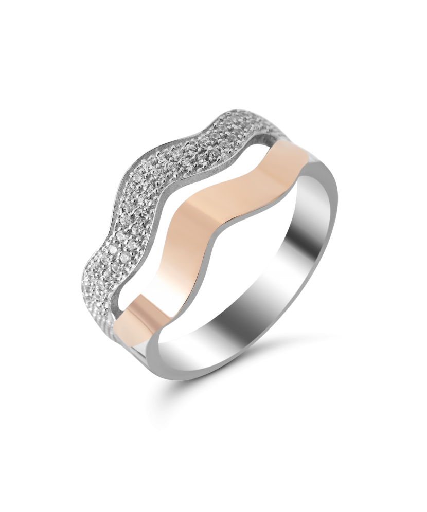 Sudraba apzeltīts gredzens ar cirkonijiem - Goldinga