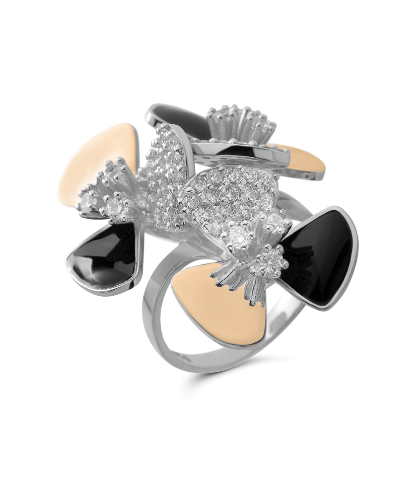 Кольцо из позолоченного серебра с цирконами
