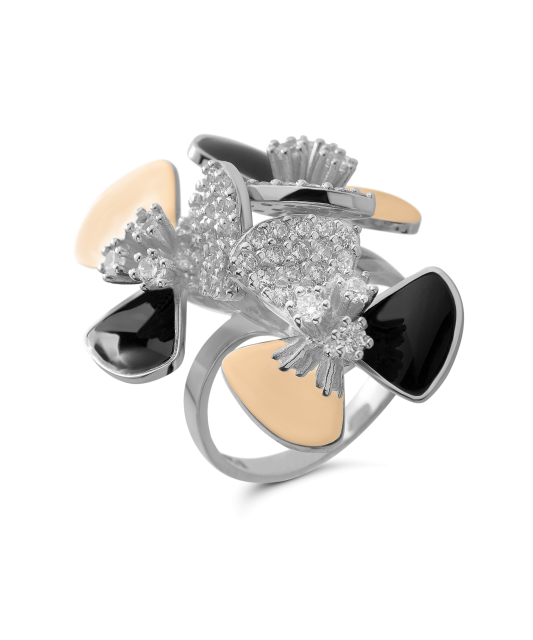 Apzeltīts sudraba gredzens ar cirkonijiem - Goldinga