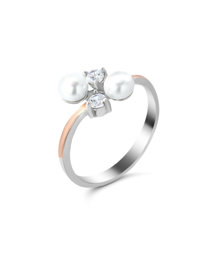 Sudraba gredzens ar pērli, kas pārklāts ar zeltu - Goldinga