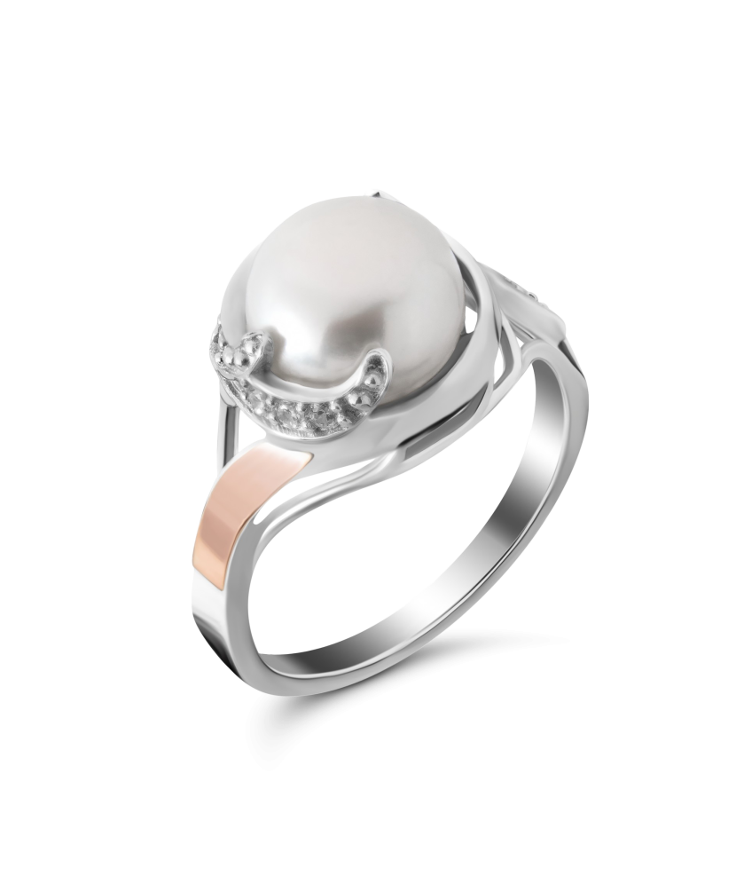 Кольцо из позолоченного серебра с жемчугом