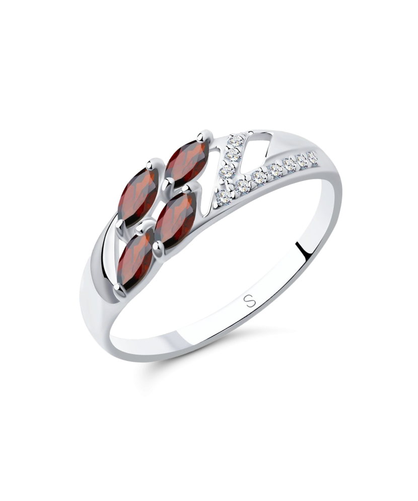 Sudraba gredzens ar granātiem un cirkonijiem - Goldinga