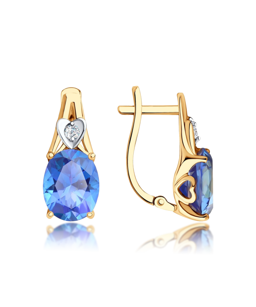 Золотые серьги с топазом и цирконом