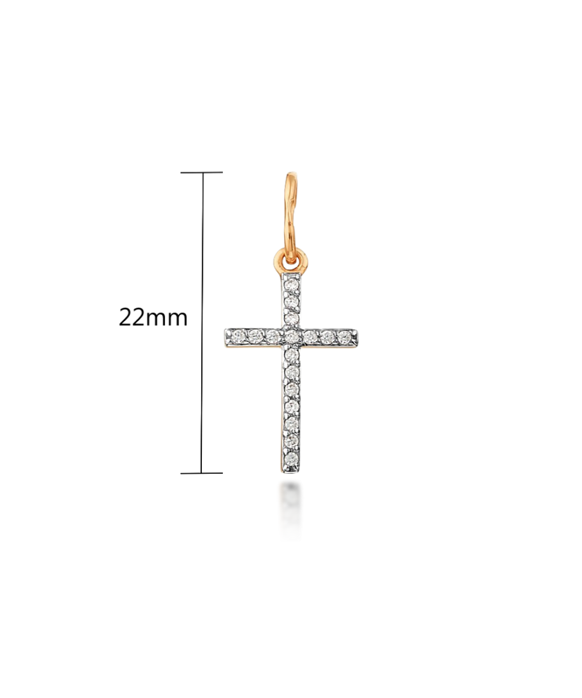 Золотой подвеска с цирконами "Крестик"
