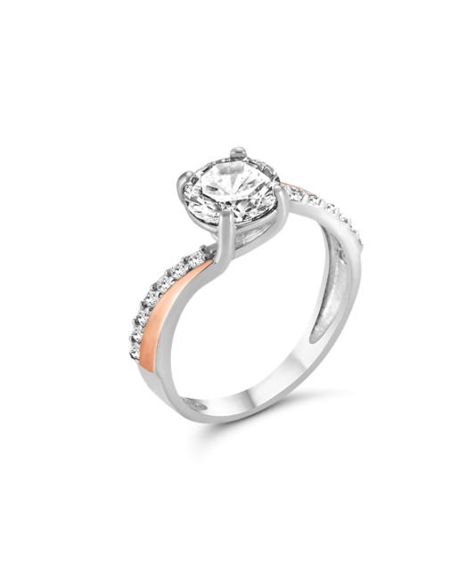 Кольцо из позолоченного серебра с цирконами