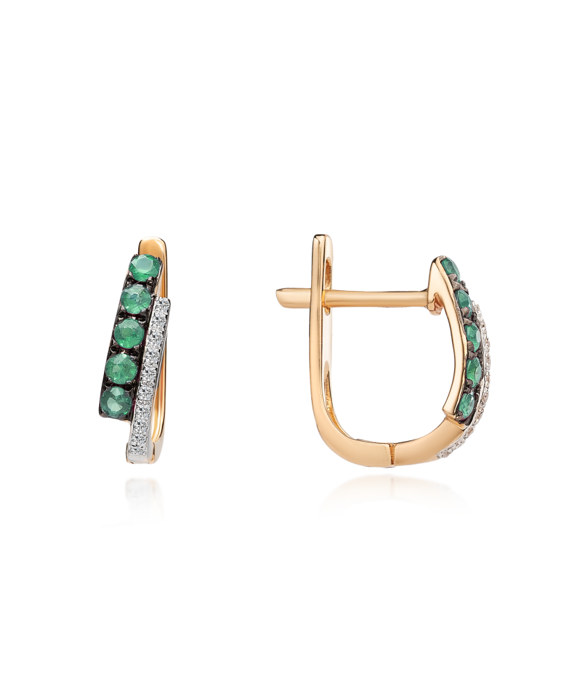 Zelta auskari ar smaragdu un briljantiem - Goldinga