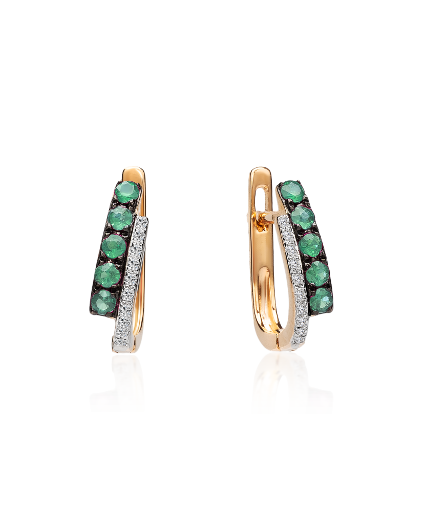 Zelta auskari ar smaragdu un briljantiem - Goldinga