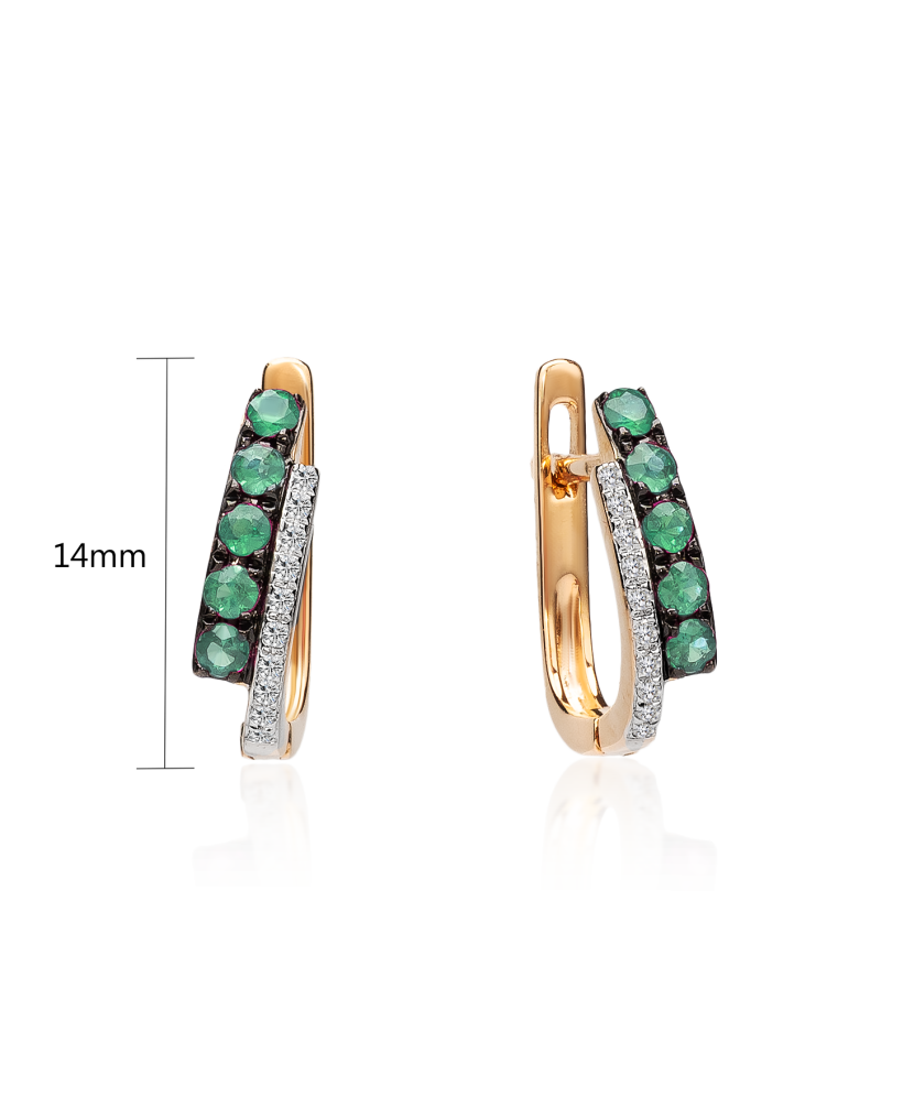 Zelta auskari ar smaragdu un briljantiem - Goldinga