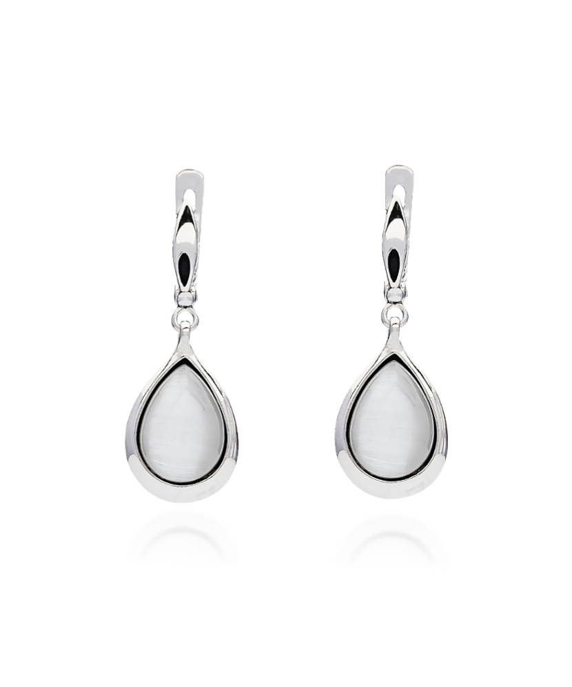 Серьги из серебра с камнем кошачий глаз