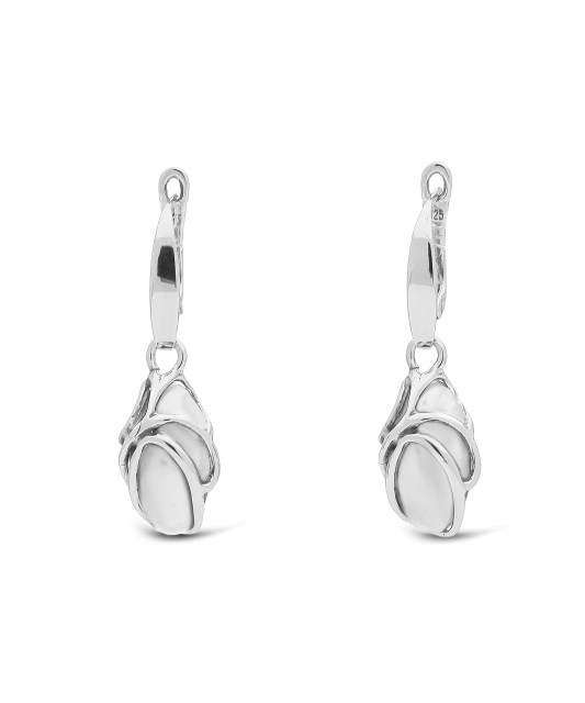 Серьги из серебра с камнем кошачий глаз