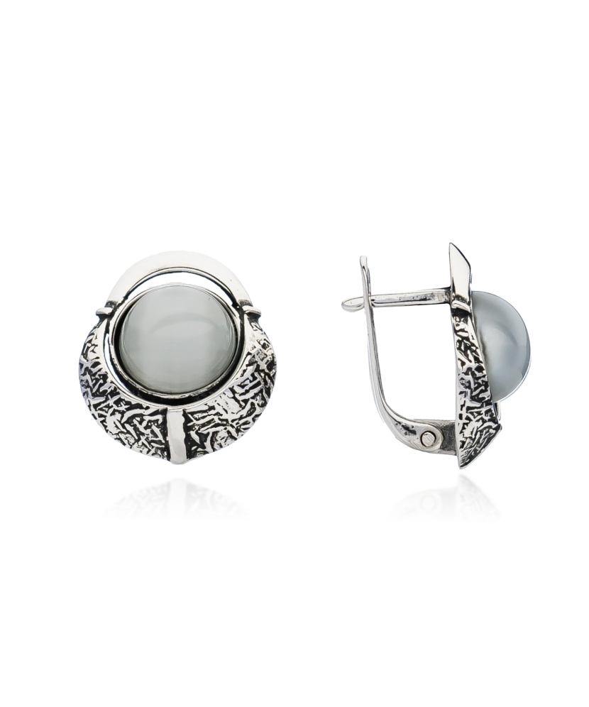 Sudraba auskari ar kaķa acs akmeni - Goldinga