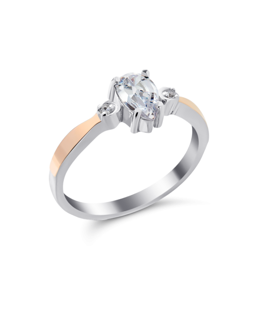 Кольцо из позолоченного серебра с цирконами