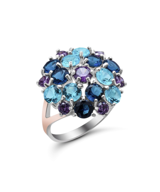 Позолоченное серебряное кольцо с цирконами