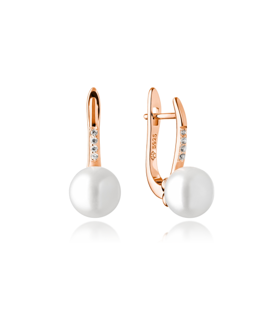 Позолоченные серьги из серебра с натуральным жемчугом