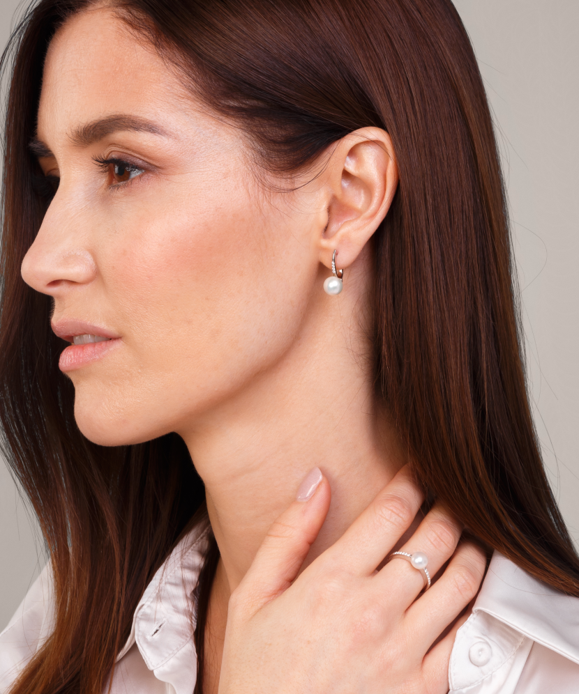 Позолоченные серьги из серебра с натуральным жемчугом