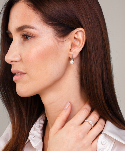 Apzeltīti sudraba auskari ar dabīgo pērli - Goldinga