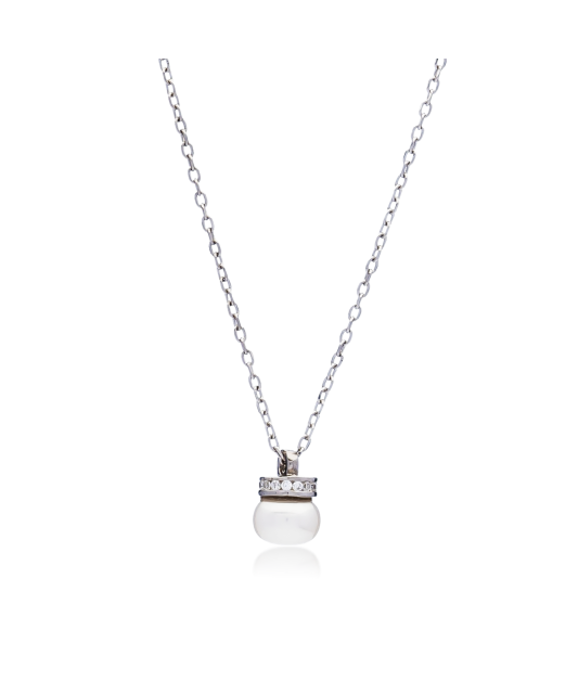 Sudraba ķēdīte ar pērļu piekariņu un cirkonijiem - Goldinga