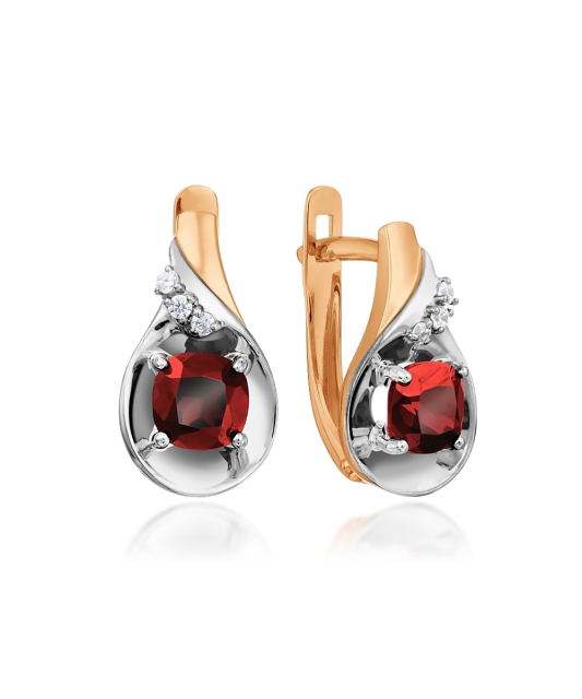 Zelta auskari ar granātu un cirkonijiem - Goldinga