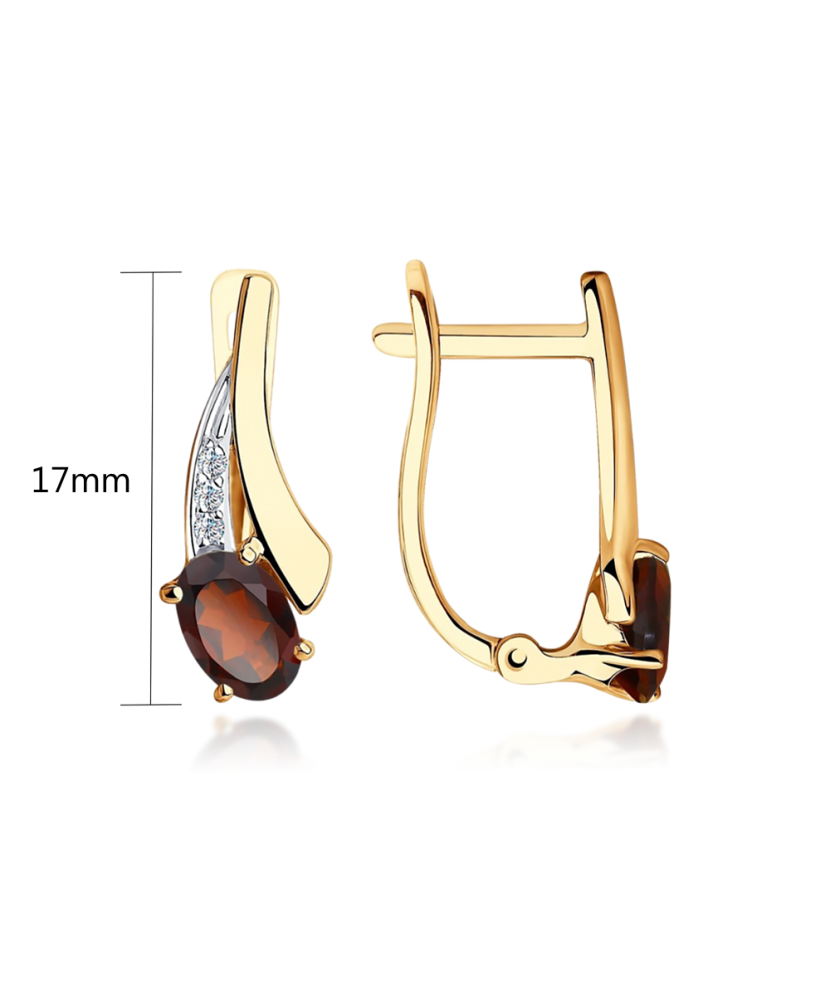 Zelta auskari ar granātu un cirkonijiem - Goldinga