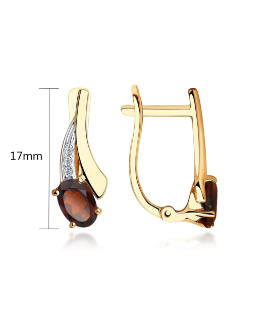 Zelta auskari ar granātu un cirkonijiem - Goldinga