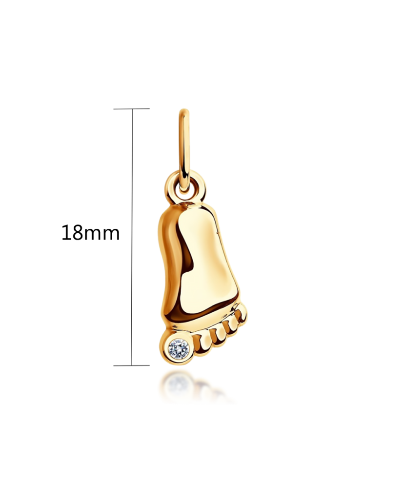 Золотая подвеска с цирконом "След ножки"