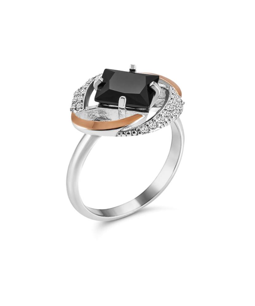 Позолоченное кольцо из серебра с цирконами