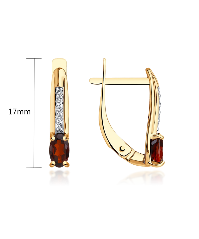 Золотые серьги с цирконами и гранатами