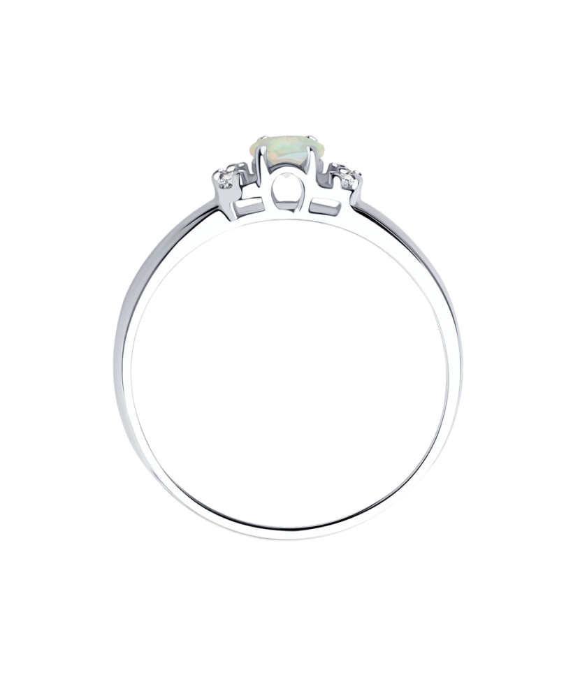 Серебряное кольцо с опалом и цирконами