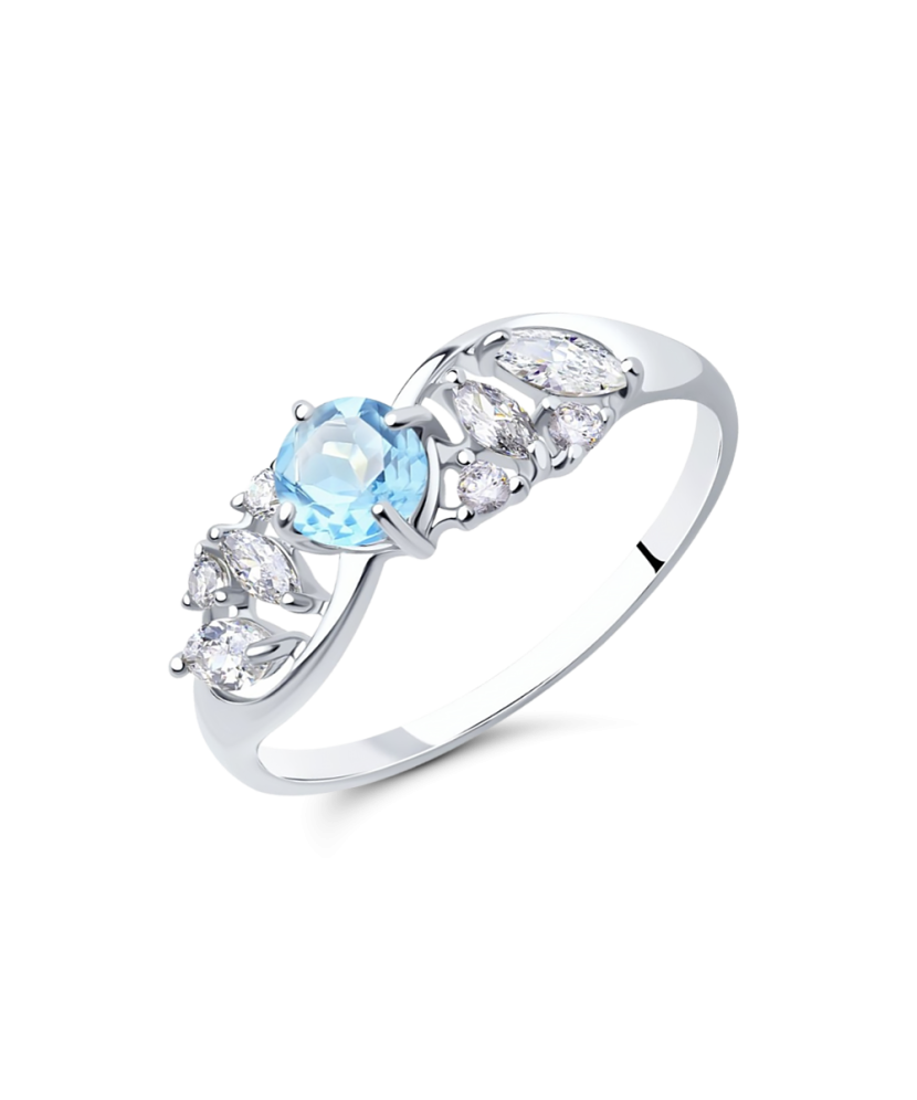 Серебряное кольцо с топазами и цирконами