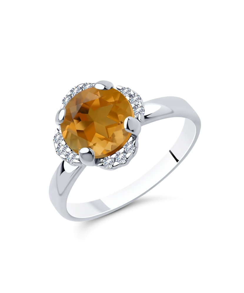 Серебряное кольцо с султанитом и цирконами