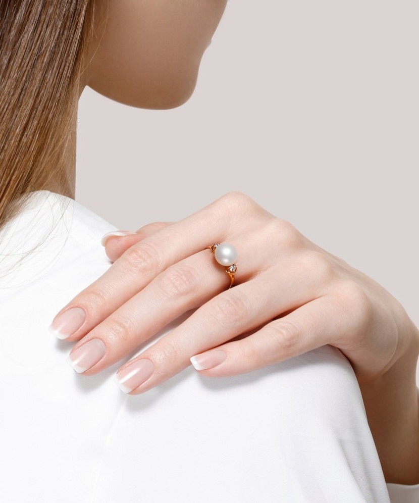 Zelta gredzens ar pērlēm un cirkonijiem - Zelta Gredzeni - Goldinga