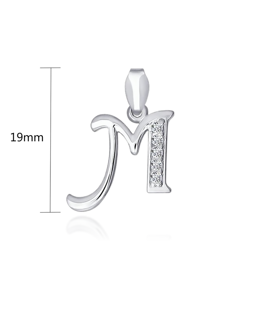 Серебряная подвеска с цирконами в виде буквы М