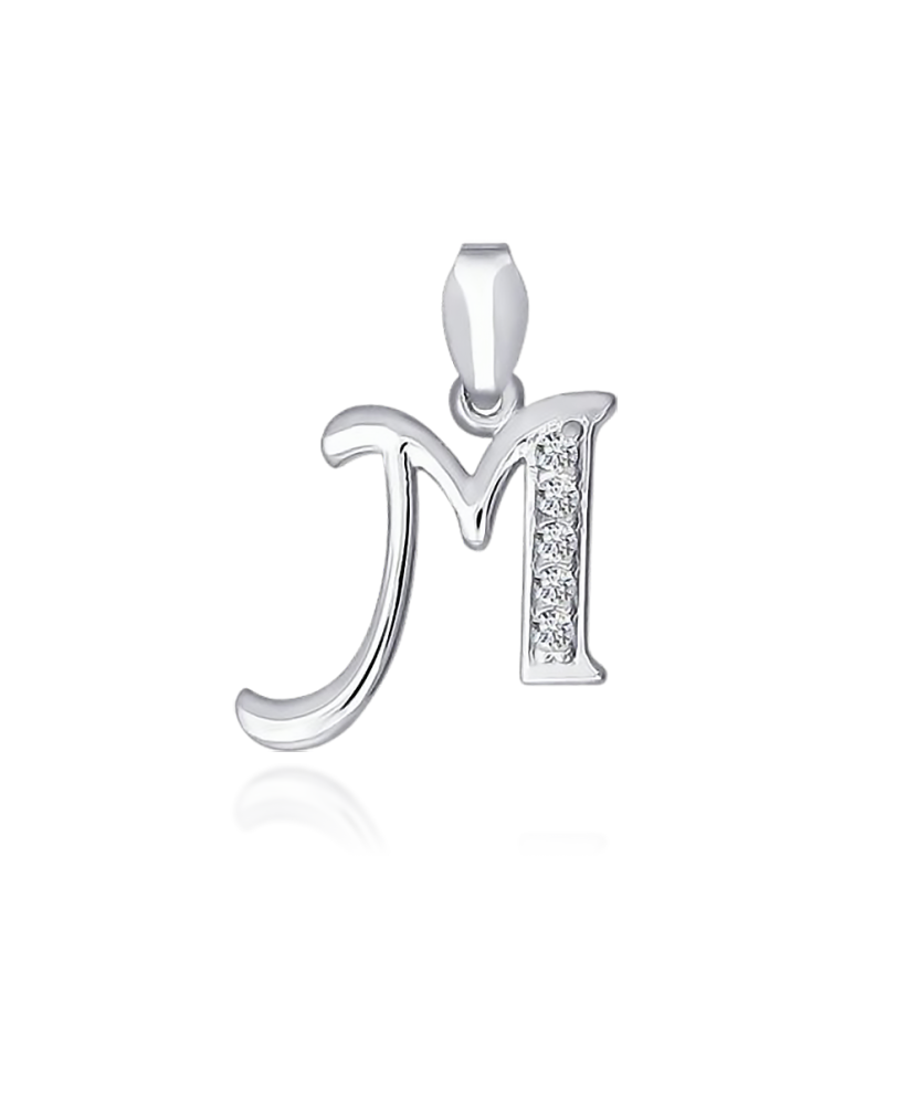 Серебряная подвеска с цирконами в виде буквы М
