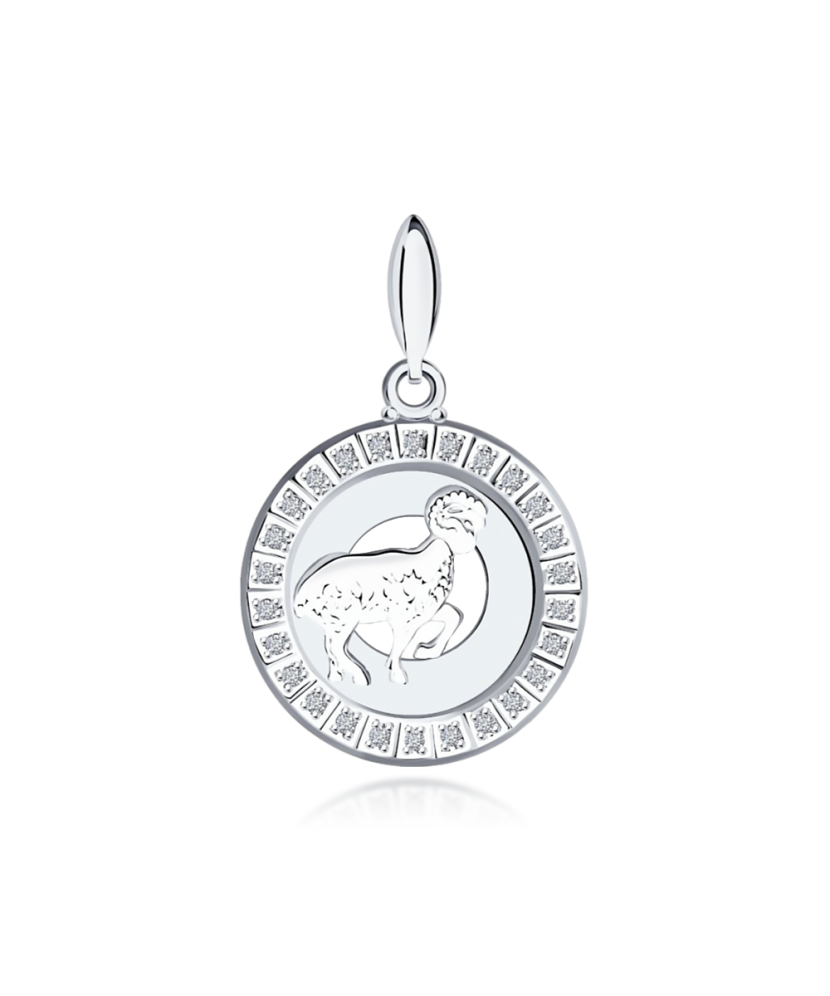 Серебряная подвеска с цирконами "Овен"