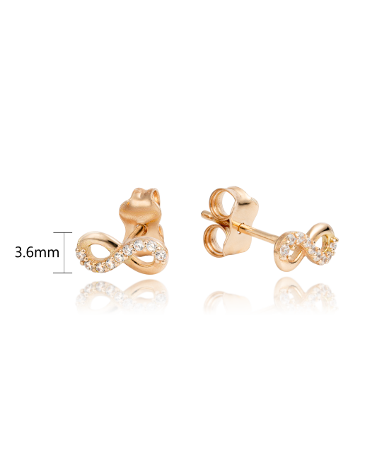 Золотые серьги с цирконами "Бесконечность"