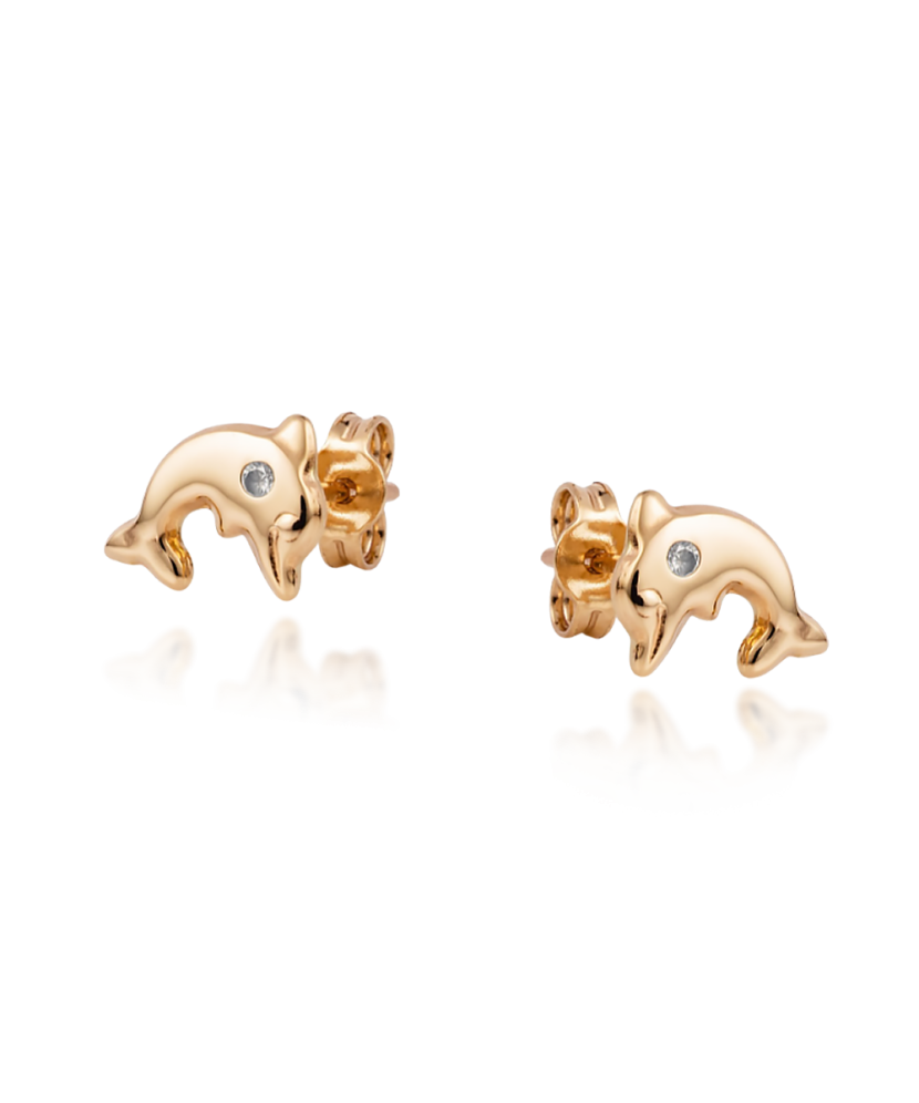 Zelta auskari ar cirkonijiem "Delfīns" - Goldinga