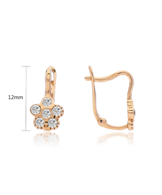 Zelta bērnu auskari ar cirkonijiem "Puķītes" - Goldinga