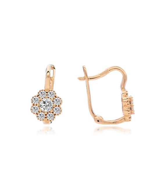 Zelta bērnu auskari ar cirkonijiem "Puķītes" - Goldinga