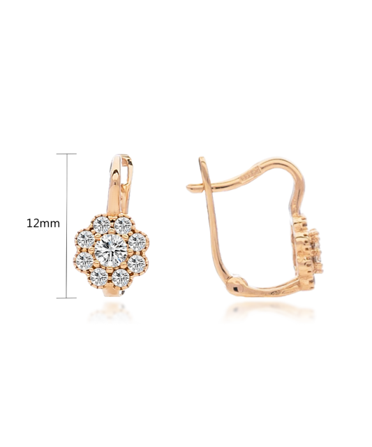 Zelta bērnu auskari ar cirkonijiem "Puķītes" - Goldinga