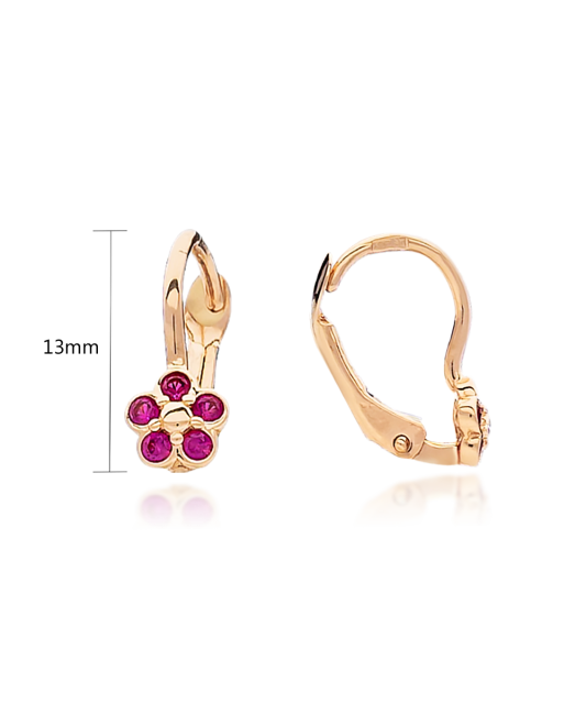 Zelta bērnu auskari ar cirkonijiem "Puķītes" - Goldinga