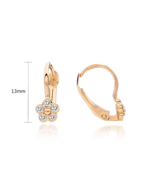 Zelta bērnu auskari ar cirkonijiem "Puķītes" - Goldinga